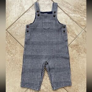 Janie and Jack Navy Checkered Overalls
